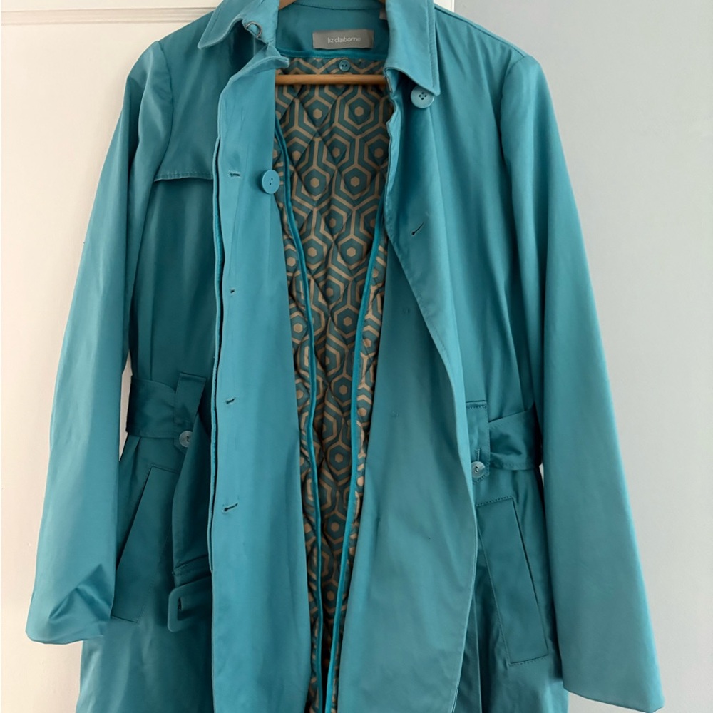 Liz Claiborne S Teal Blue Rain Jacket